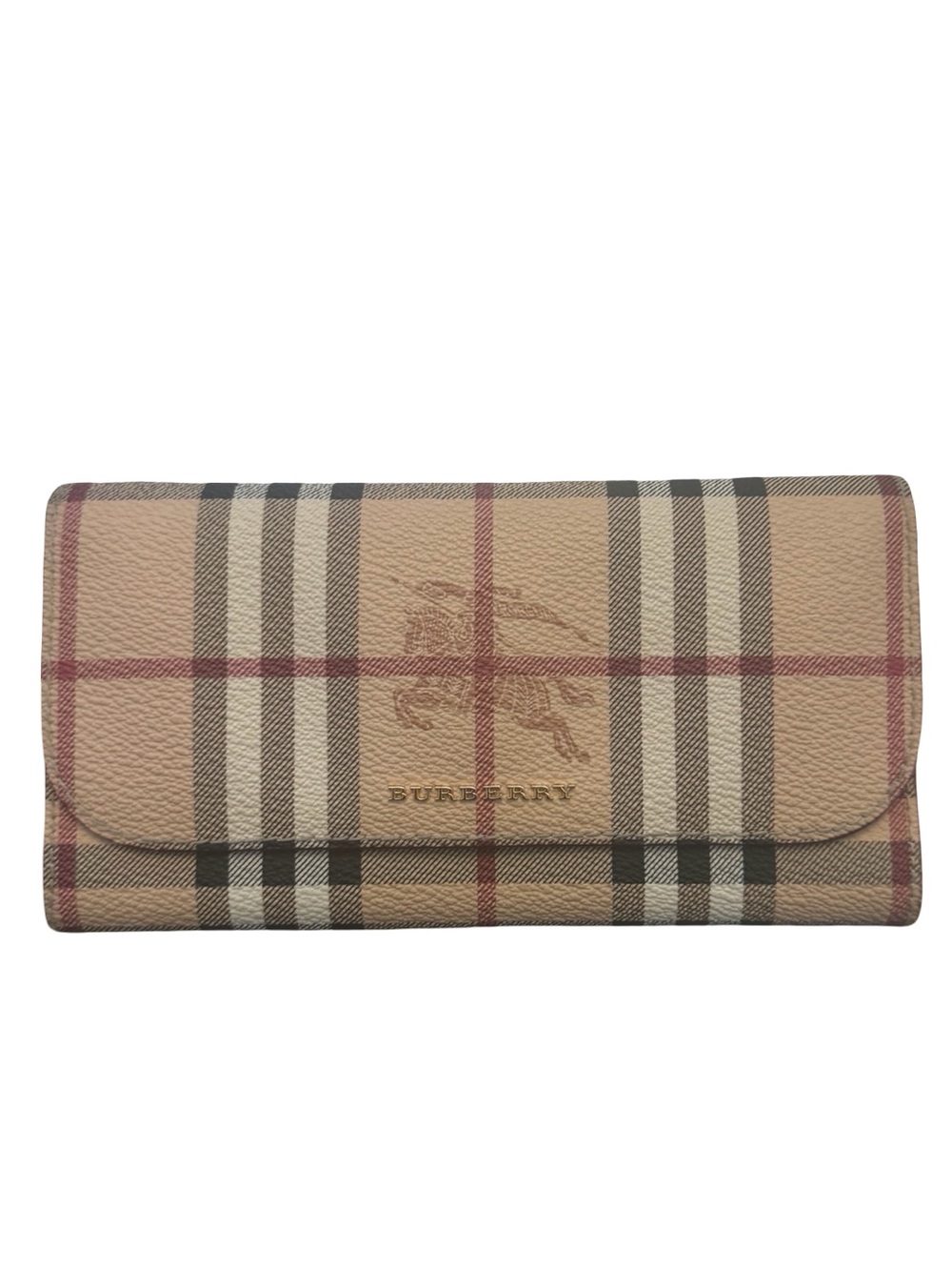 Authentic Burberry Haymarket Check Long Continental Tan Check Wallet